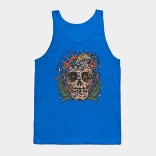 Cottagecore Skull and Mushrooms Floral Tank Top